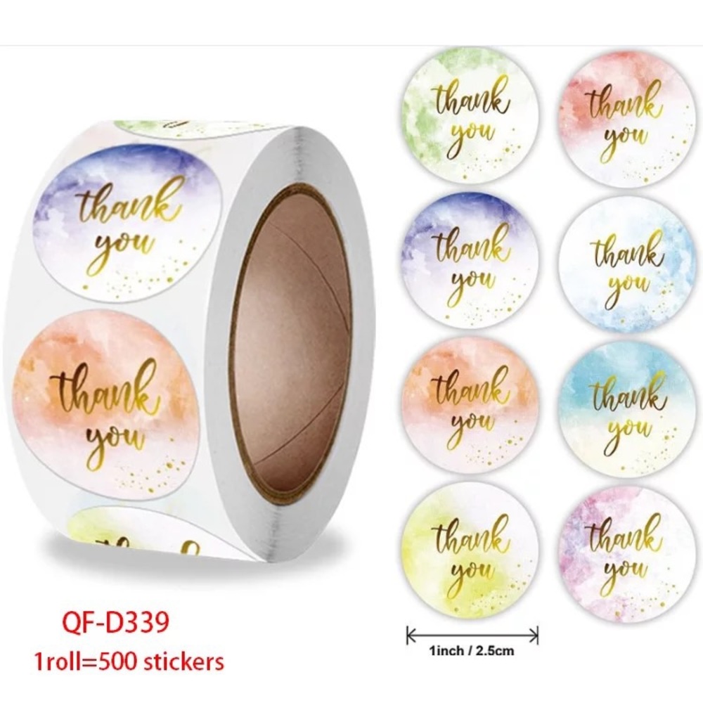 I Inch 500PCS Custom Thank You Label Sticker Roll